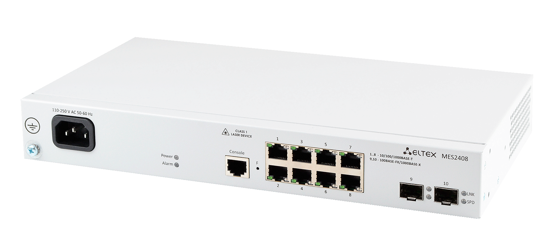 Ethernet-коммутатор MES2408, 8x10/100/1000BASE-T + 2x100/1000BASE-X, L2, 48V DC
