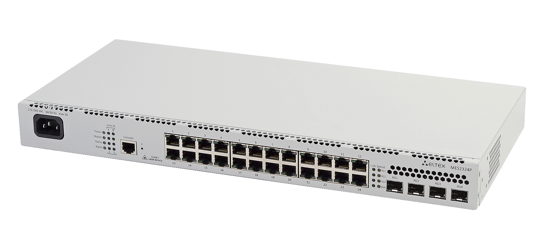 Ethernet-коммутатор MES2324P, 24xPoE/PoE+ (1G) + 4x1G/10G SFP+, L3, 220V AC